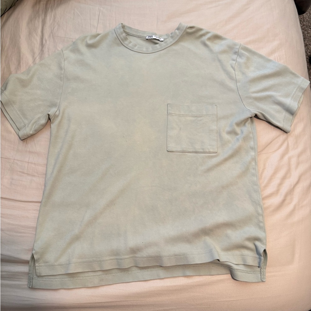 Faded Olive Green T-Shirt with Pocket